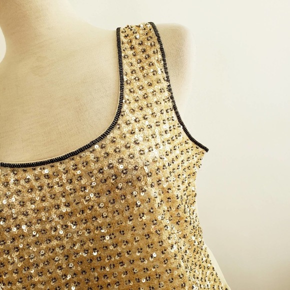 Sequined Shift Top by Escada. Gold & Grey / Tagged Large - Picture 2 of 8